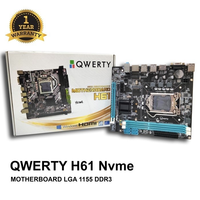 Motherboard Qwerty H61 LGA 1155 m-ATX ada Slot M.2 NVME