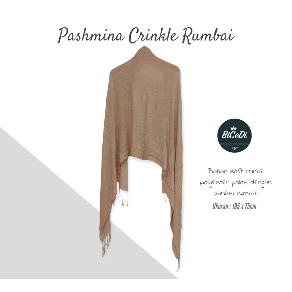 Pashmina Polos Crinkle Rumbai bahan Viscose polyester / Jilbab Selendang kekinian MURAH