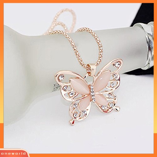 [WONE] Fashion Wanita Kupu-Kupu Liontin Sweater Rantai Panjang Kalung Perhiasan Hadiah Natal