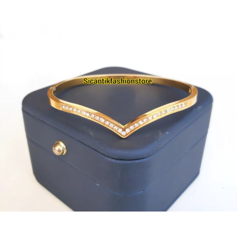 GELANG FUJI TRENDING ASLI TITANIUM TERBARU ANTI KARAT SELAMANYA GELANG TITANIUM FASHION STYLE WANITA KOREA KEKINIAN TRENDING LAPIS EMAS PUTIH 925 GELANG TANGAN FULL PERMATA
