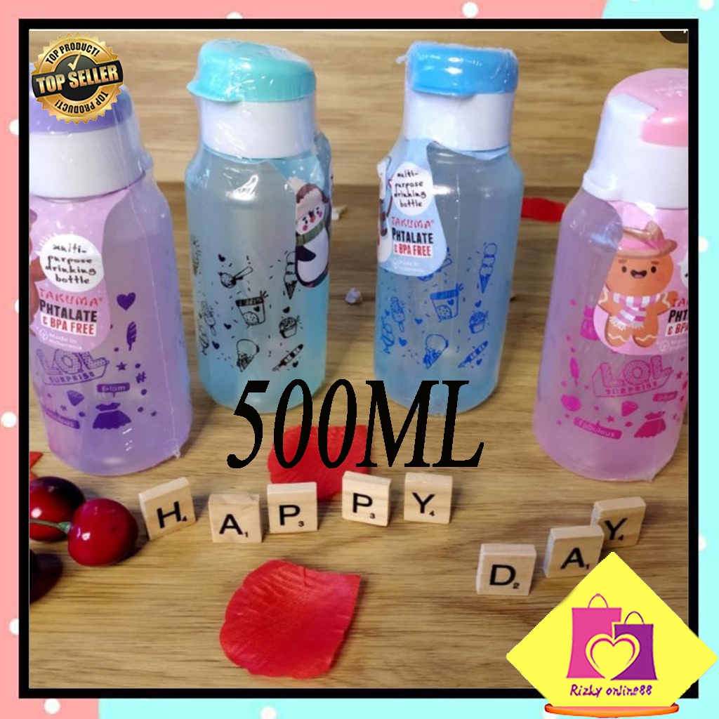 Rizkyonline88 Botol minum  FLIPTOP Gambar 500ML T006