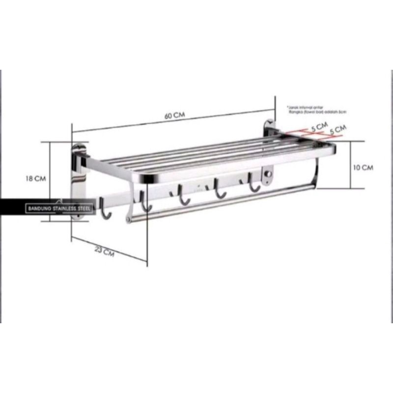 Rak handuk lipat stainless sus 304 &quot;ORIGINAL&quot; / Gantungan handuk lipat stainless