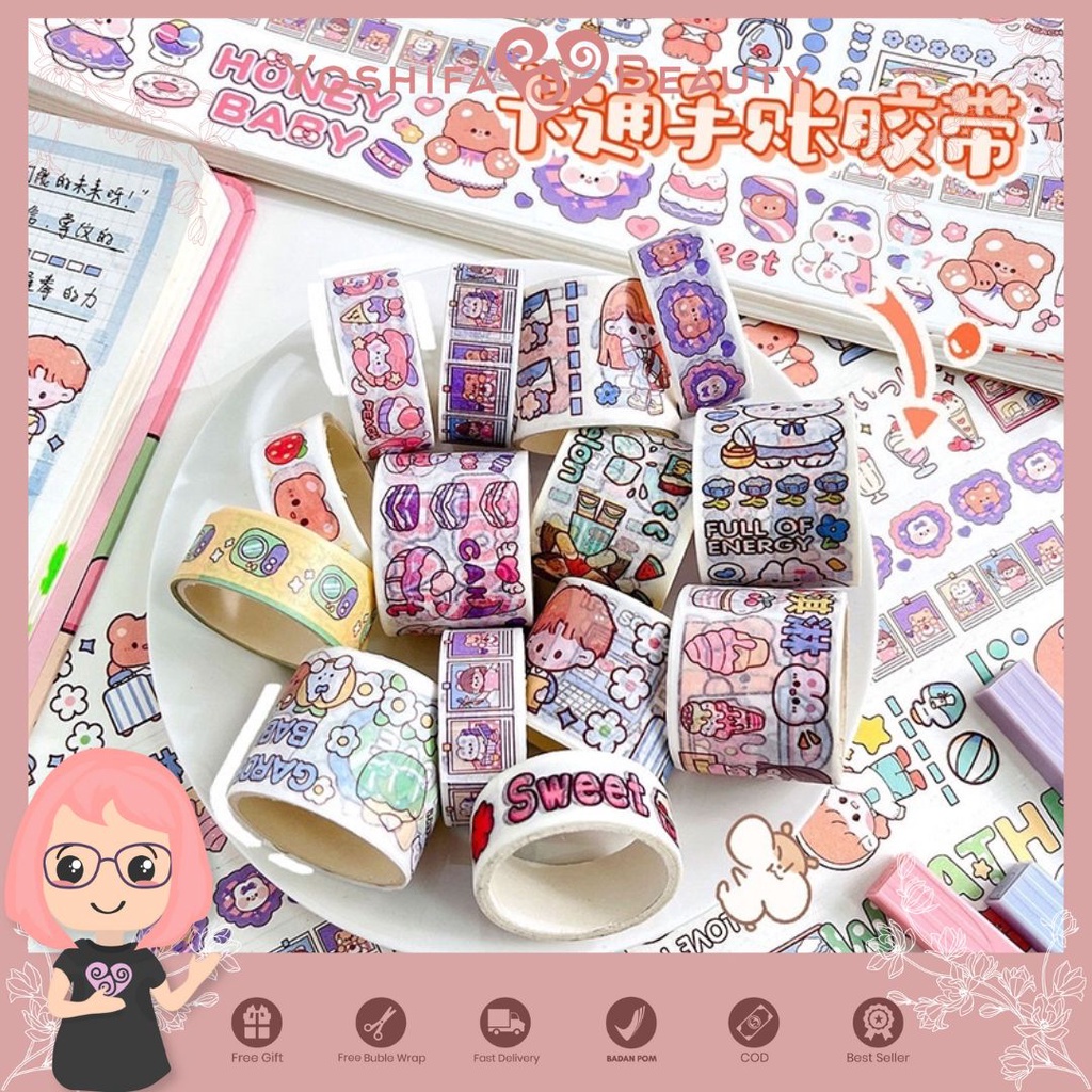 

Washi Tape Cute Bear Bunny Heart Roll Lucu | Selotip Kertas Wasi Lucu Kartun 1 Roll 2 Meter PART 3