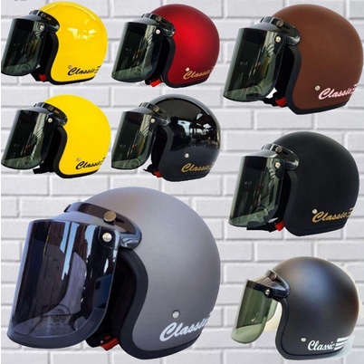 HELM BOGO FULL LEHER KACA DATAR/FLAT