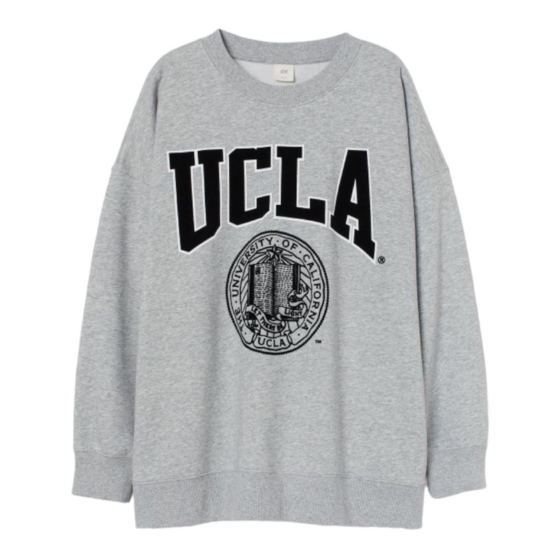 ( 8.8 ) Crewneck Sweatshirt H&amp;M Unisex Sablon Ucla,  Flecee Katun Lembut Tebal, Free Papperbag