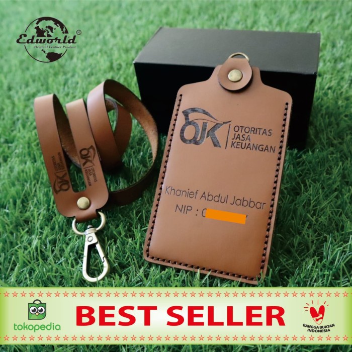 

Nametag Id Card Holder Dari Kulit Sapi Asli Model 1 Slot Card