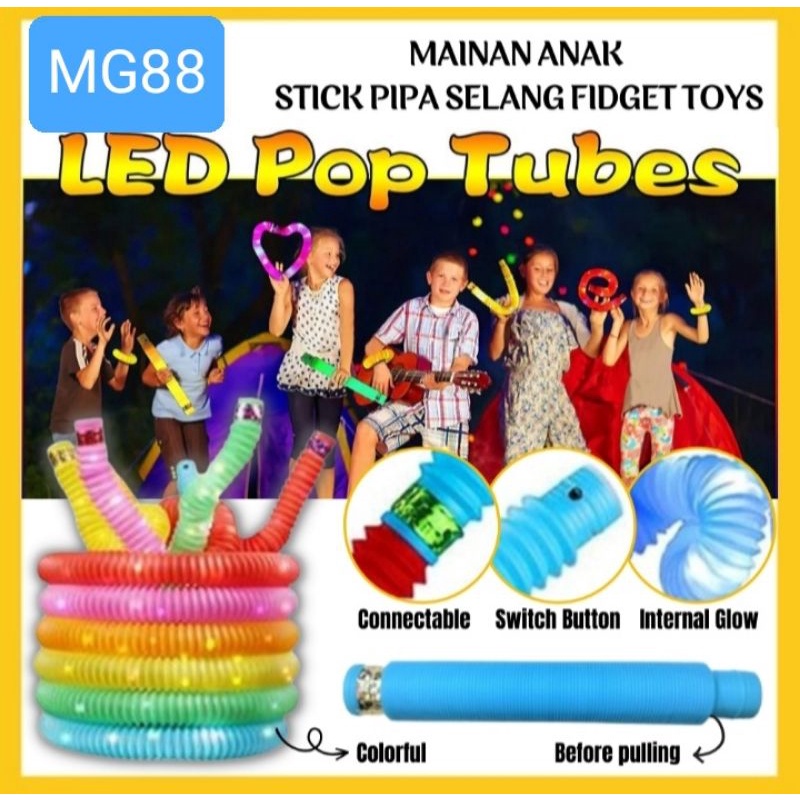 MG88 Mainan Anak Stick Pipa Selang Fidget Toys Led Pop Tubes