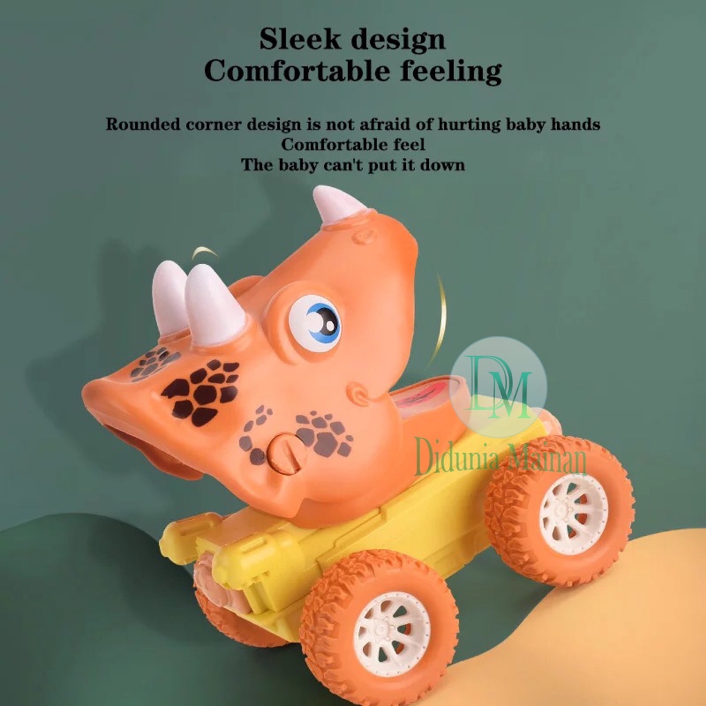 Mainan dino mobil mobilan anak tekan jalan figure dinosaurus car jeep dinosaurs press and go