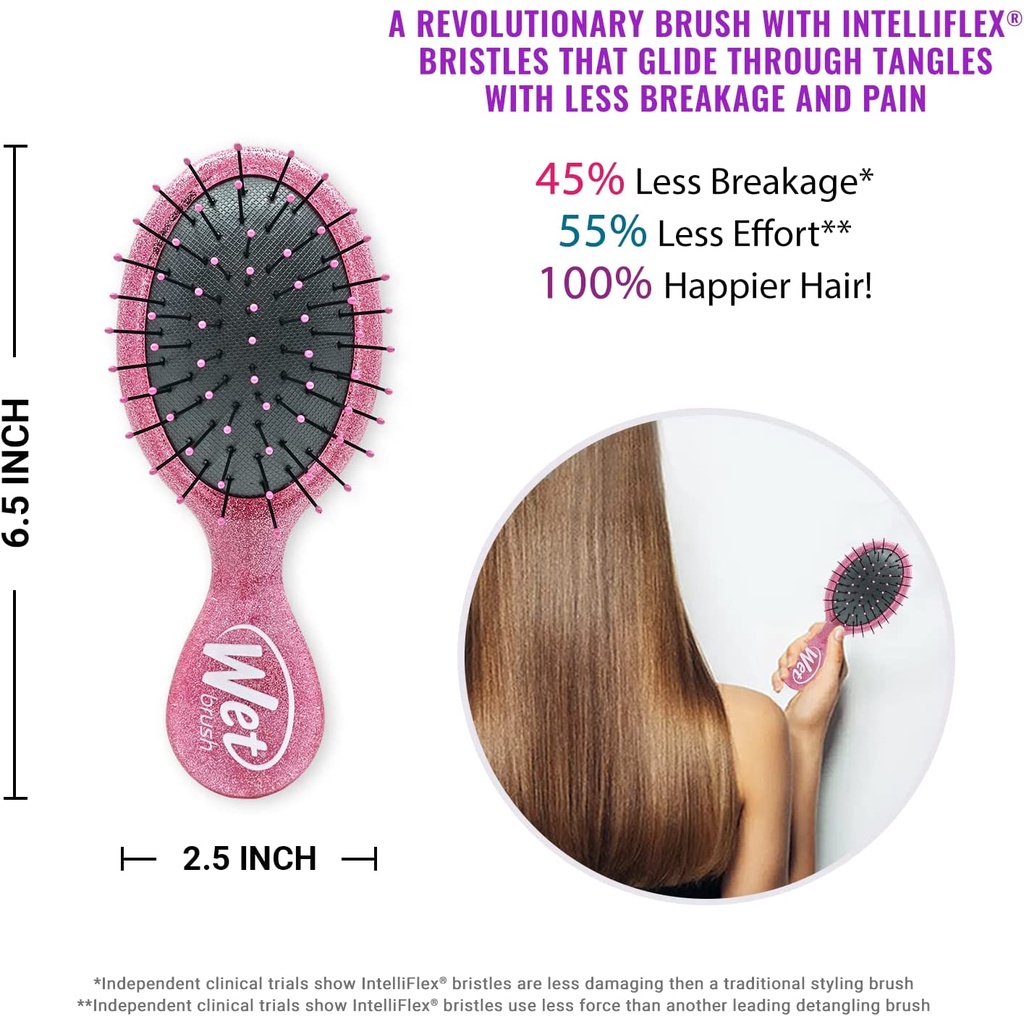 Wetbrush Mini Disney Glitter Ball Sisir Rambut Mini Karakter Disney The Wet Brush Mini Detangler Sisir Anak Dewasa Sisir Anti Kusut