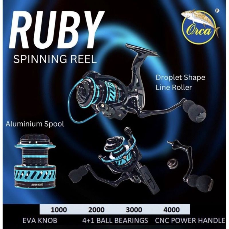 Reel Orca Ruby Ukuran 1000 2000 Power Handle Brass Pinion Gear Kuat