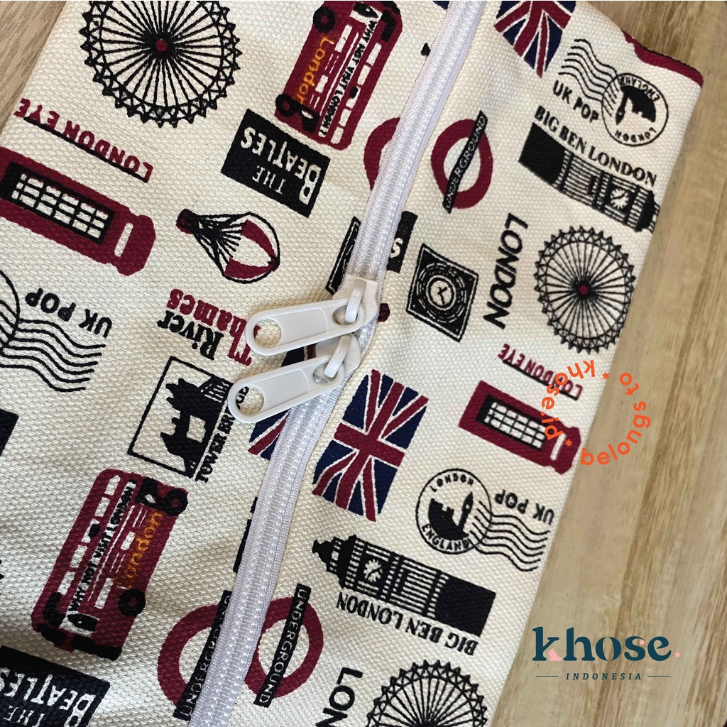 KHOSE POUCH TISU RESLETING KANVAS MOTIF TEBAL Uk 23X17 cm / TEMPAT TISSUE / SOUVENIR NIKAH