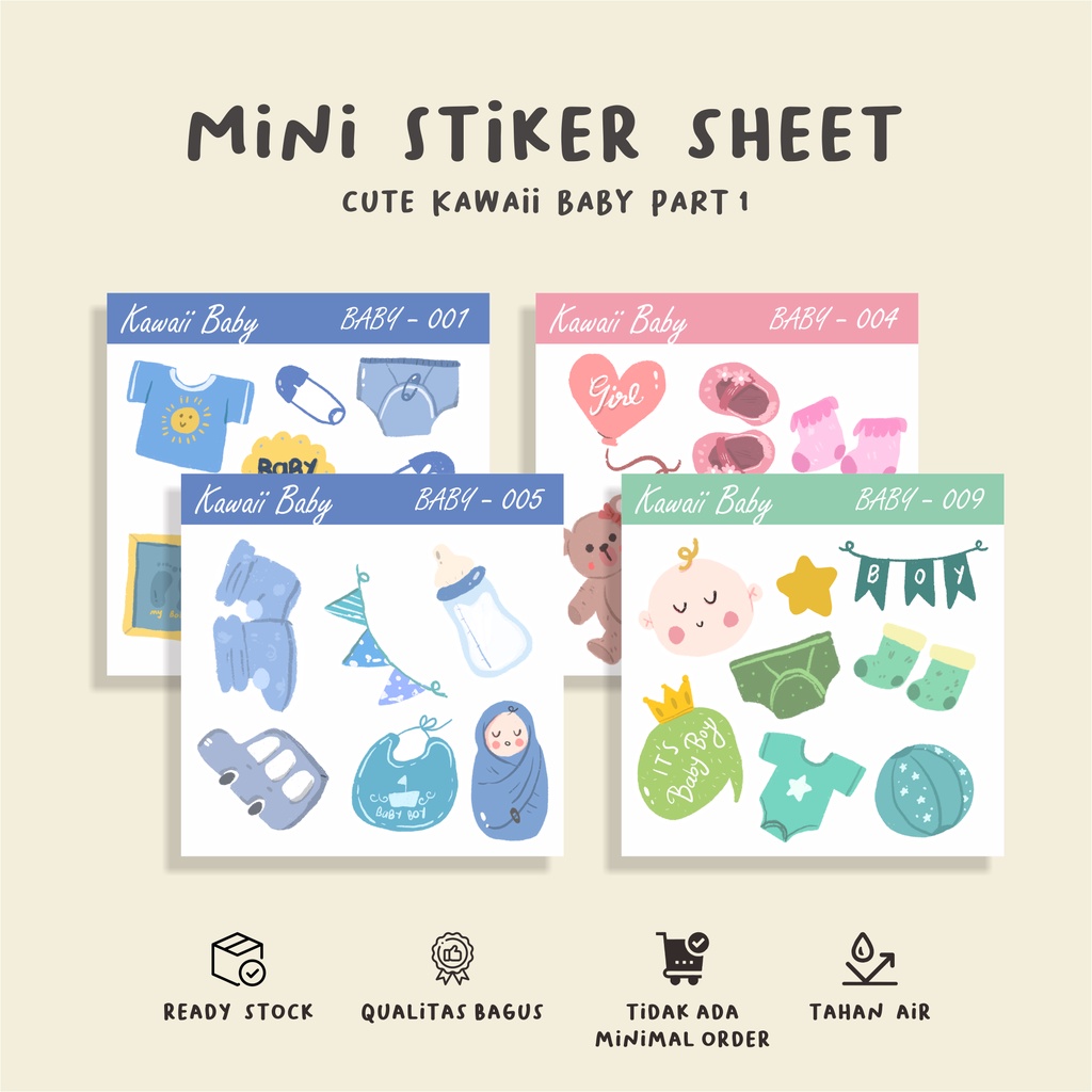 

( 10 pcs )CUTE KAWAII BABY/murah/lebel stiker sheet/waterproff