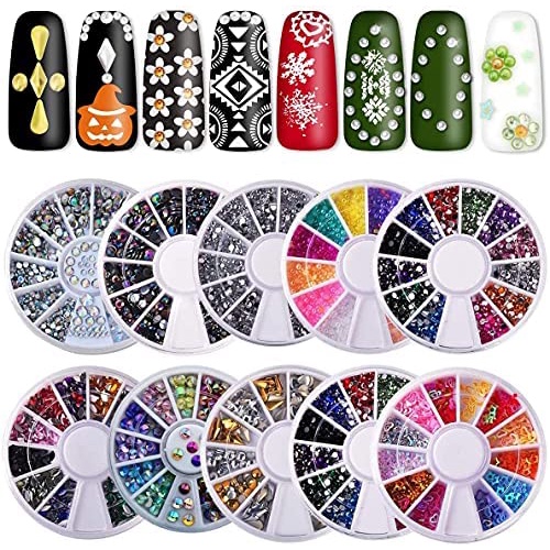 Rhinestones Kristal Half Pearl Beads Rivet Mix Wheel Nail Art Mutiara Manik-manik Craft Kosmetik Hiasan Kuku Eye Korean Make Up Handphone Decorations Wedding Party Cosplay Gems Bead Putih Pink SIlver Gold Hena Henna Gems Beads