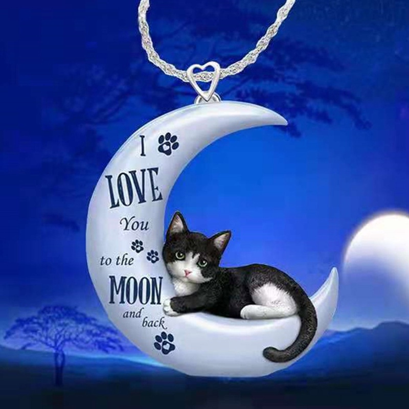 Kalung Kucing Sterling Blue Moon Rubber Cute Crescent Pendant Black Wearing It Will Make You More Elegant And Charming Untuk Wanita