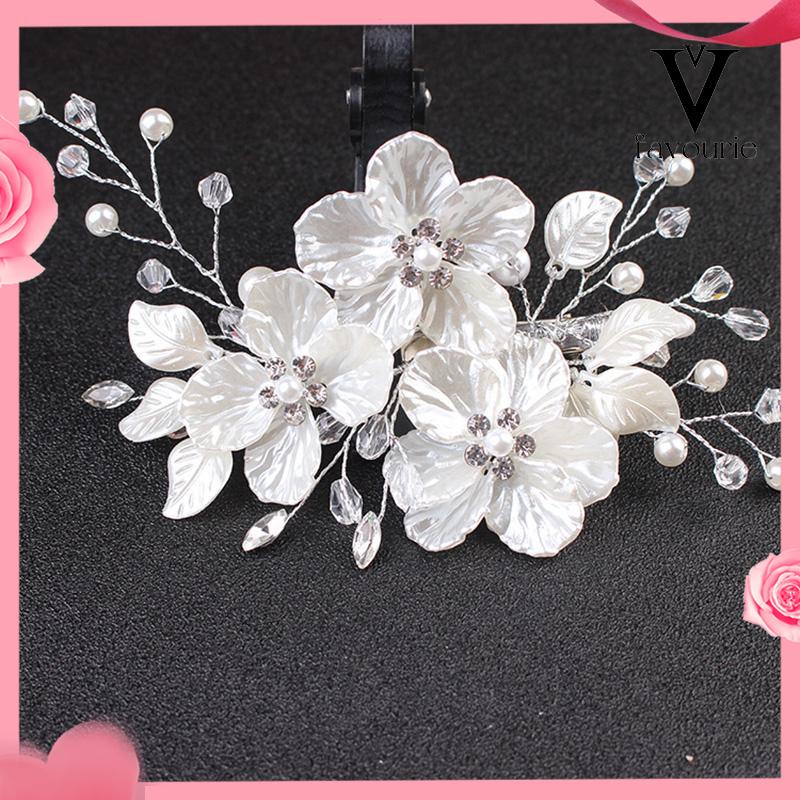 CODKlip Samping Wanita Kartu Rambut Kristal Kartu Rambut Mutiara Aksesoris Rambut Aksesori Pernikahan Hiasan Kepala-FA