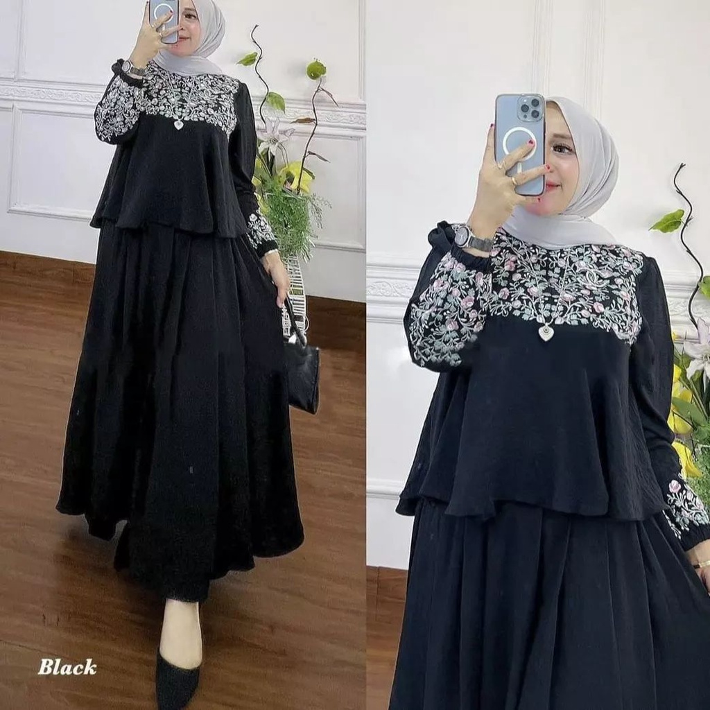 Bajurancak Mozay Set Rok Wanita Terbaru 2022 Premium Setelan Baju Dan Rok Wanita Crinkle Airflow Aplikasi Bordir Baju Setelan