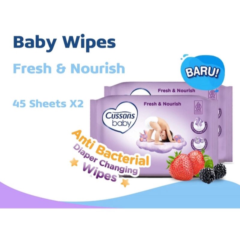 CUSSONS BABY Wipes Fresh &amp; Nourish 45's buy 1 get 1