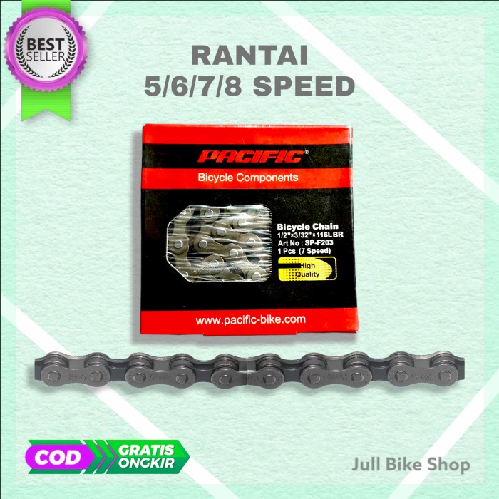 Rantai PACIFIC 5 6 7 8 speed sepeda lipat mtb dll 116 link hitam altus