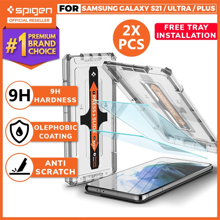 Tempered Glass Samsung Galaxy S21 Ultra Plus Spigen Glas tR EZ Fit - S21 Plus