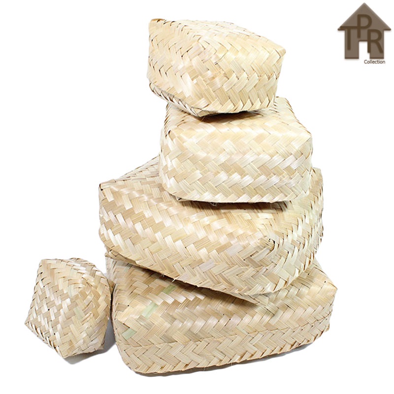 Besek bambu kotak anyaman halus size 25x25x8cm. sepasang