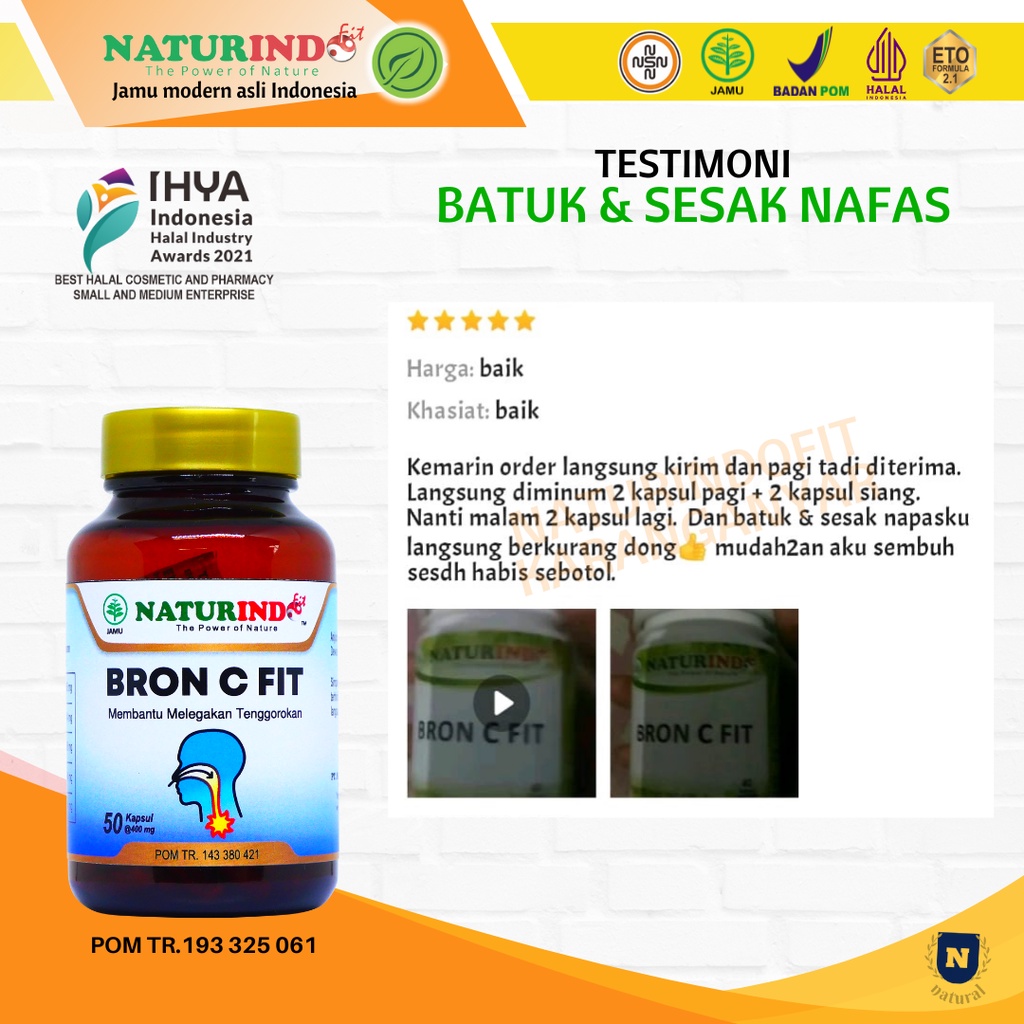 Obat Asma Sesak Nafas Napas Radang Sakit Tenggorokan Batuk Berdahak Gurah Paru Paru Herbal Bron C Fit