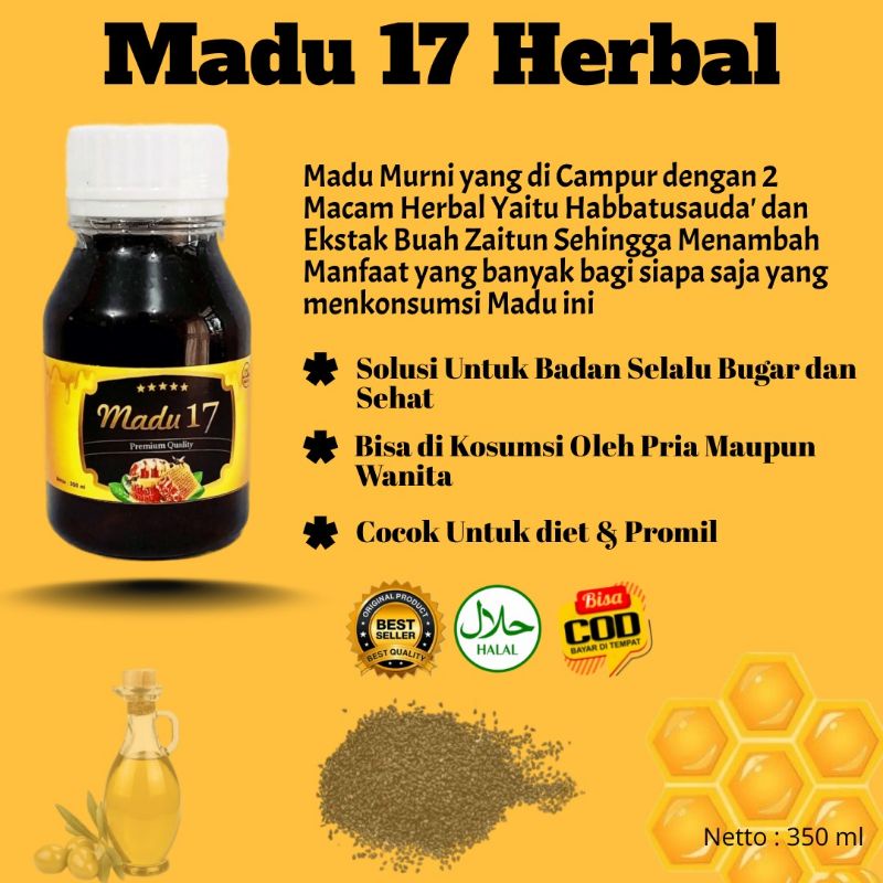 

Madu 17 Premium Quality 350 ml 100% Halal Untuk Kesehatan Badan dan daya Tahan Tubuh