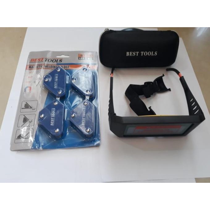 4pc Smart Magnet Welding Set Siku holder + Kacamata Las Otomatis ricky87 Kualitas Baik