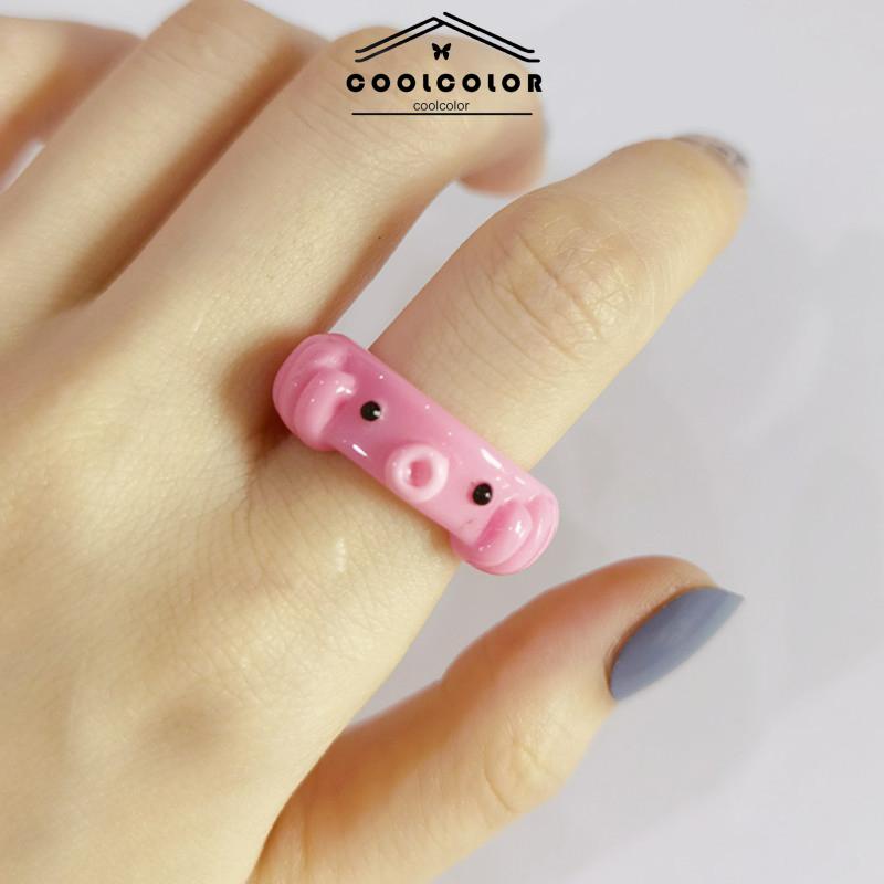COD❤️Cincin Resin Korea Gurita Warna Candy Octopus Permen Kartun Temperamen Sederhana Kreatif  Ring Wanita Fashion Accessories