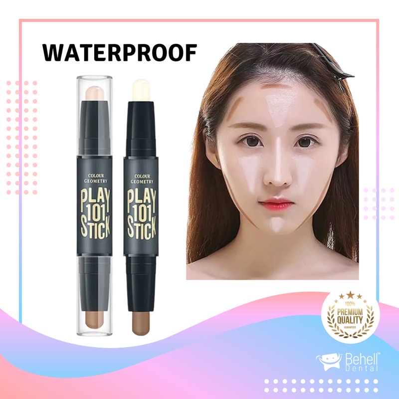 LAMEILA COLOUR GEOMETRY FACE 3D STICK CONTOUR Make Up DUO COCEALER 2 Sisi - Highlighter Shading Concealer Waterproof Anti Tahan Air Awet Dan Tahan Lama