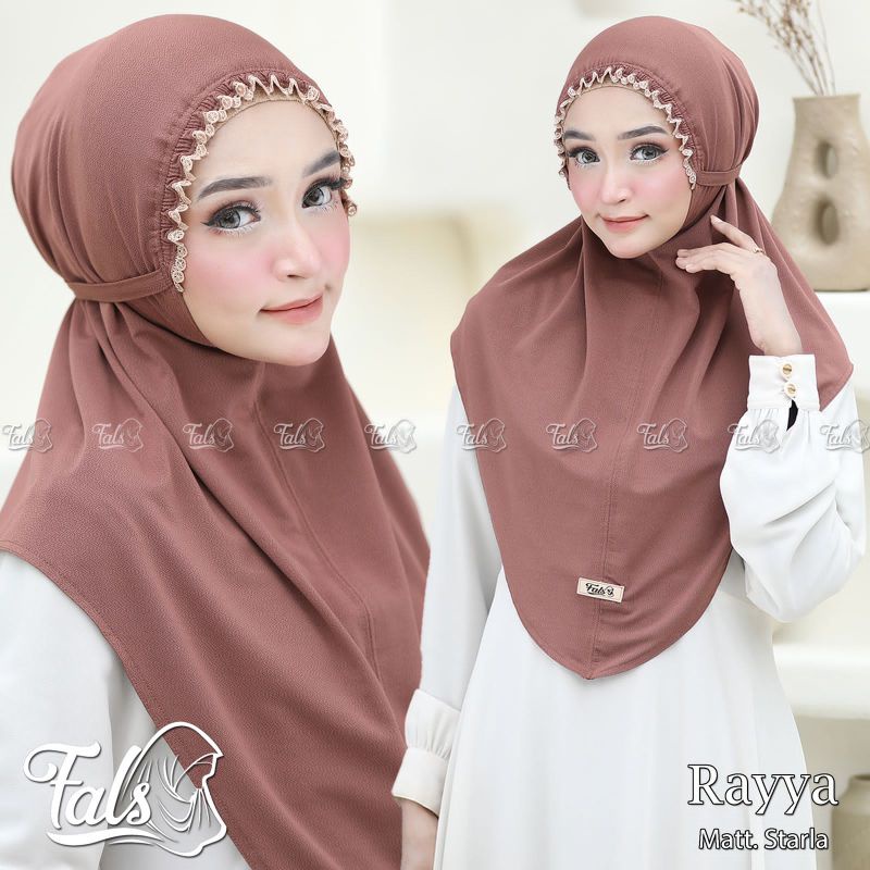 [ Ori Fals ] RAYYA••hijab instan bergo renda tali••hijab instan Jersey starla