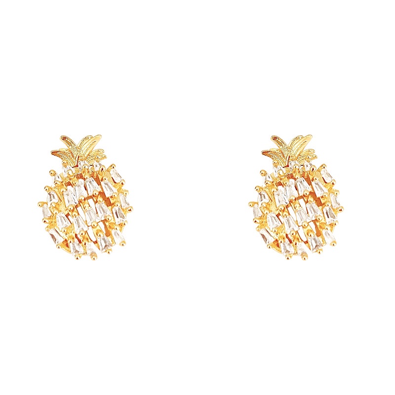 925jarum Perak Jarum Zirkon Halus Nanas Anting Wanita Fashion Ear Studs