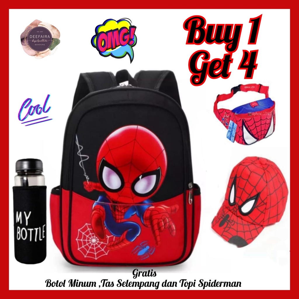 Tas Sekolah Anak Laki Laki Sp1derm4n x Buy 1 Get 4 Tas Ransel Khusus Anak Tk &amp; Sd
