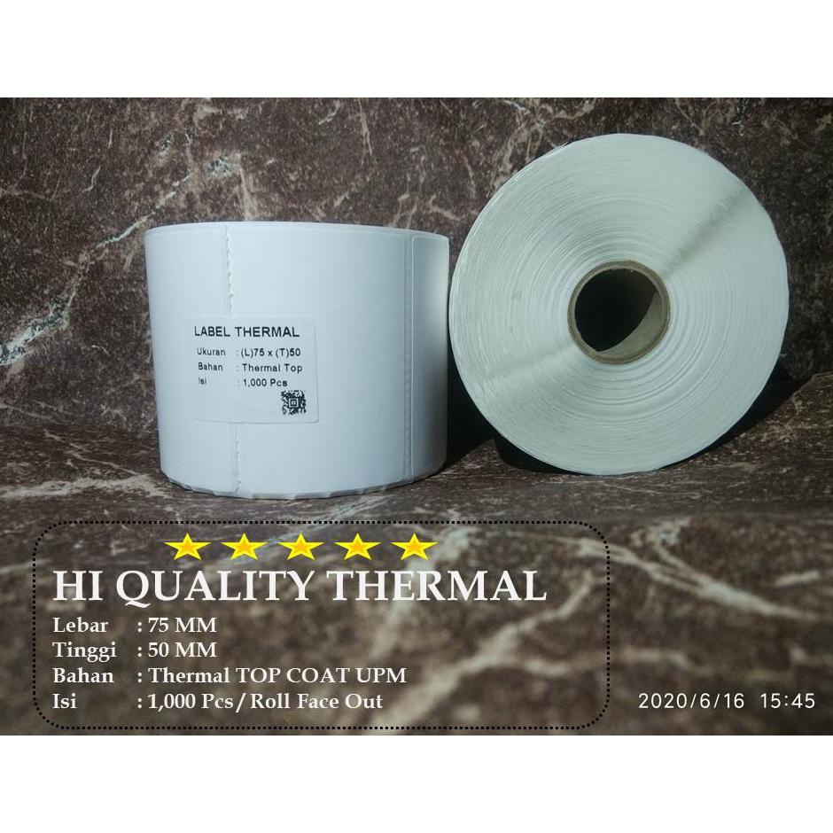 

LABEL ETIKET THERMAL 75 X 50 - LABEL THERMAL 75X50MM - STIKER THERMAL 75X50MM TERLARISS...,,,,,