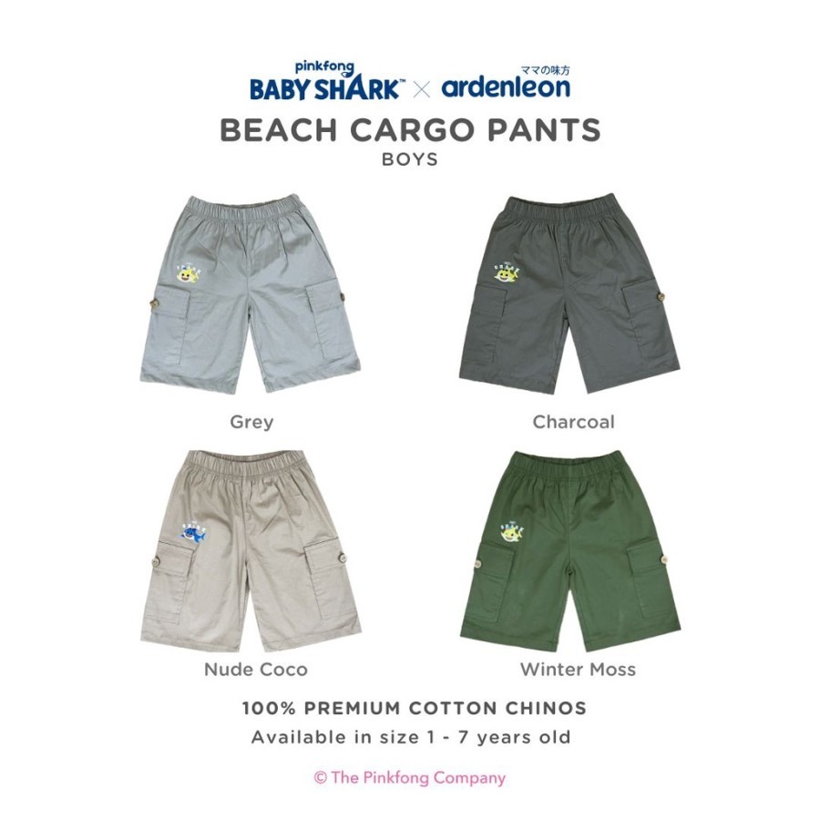 Ardenleon Pinkfong Baby Shark Beach Cargo Short Pants Boys