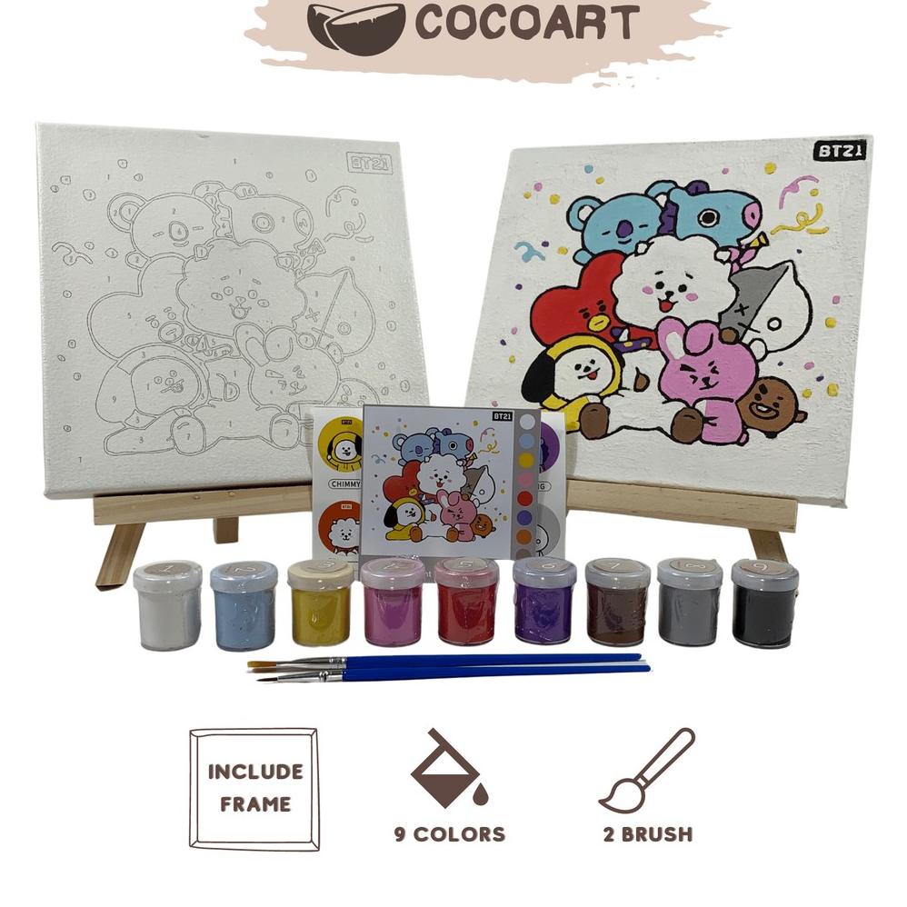 

PAINT BY NUMBER KIT [ BT21 ] - COCOART.ID I KANVAS 20 X 20 CM TERLARISS...,,,,,