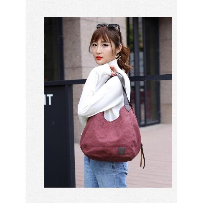 Tas Selempang Wanita Bahan Kanvas Premium - Lovata Tote bag