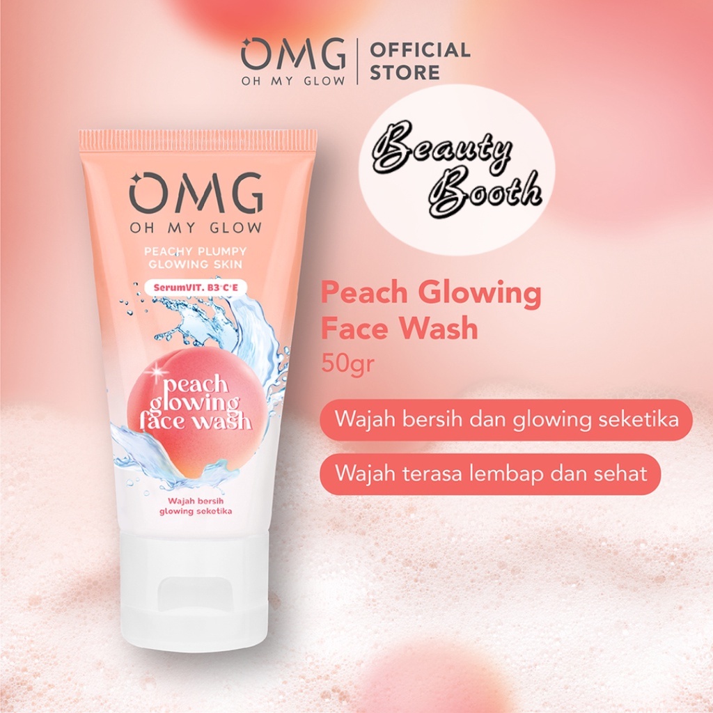 OMG Oh My Glow Peach Facial Wash | OMG Peach Glowing Toner 100ml | OMG Peach Glowing Cream