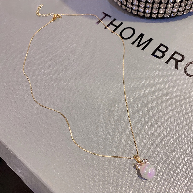 Gaya Baru Sederhana Busur Zirkon Kalung Wanita Fashion Mewah Mermaid Pearl Choker Necklaces