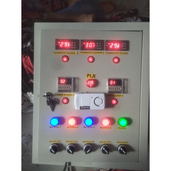 panel blower kandang ayam, 5 Blower 1 celldek. listrik 1 phase