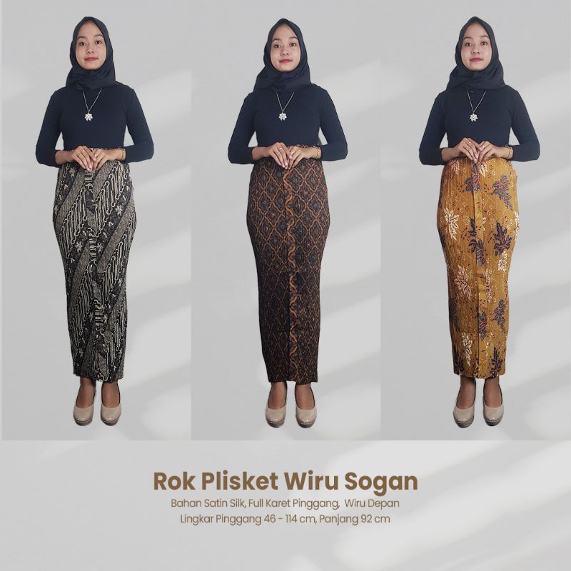 Rok Plisket Batik Wiru Sogan Motif Pakem Fit to XL