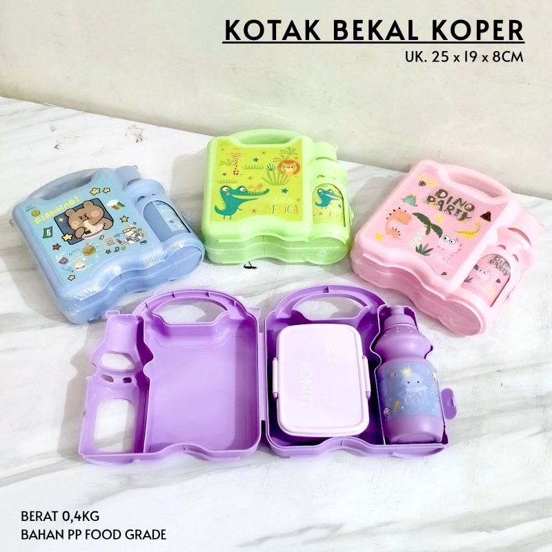 KOPER LUNCH BOX SET KOTAK MAKAN DAN BOTOL MINUM - TEMPAT MAKAN 2IN1 - SOUNVENIR HAMPERS KOTAK MAKAN LUCU FREE SENDOK GARFU