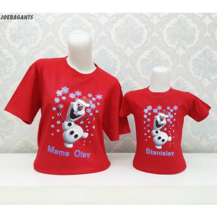 Baju Kaos Natal/Christmas Olaf with Santa Hat/Seragam Sekolah Minggu