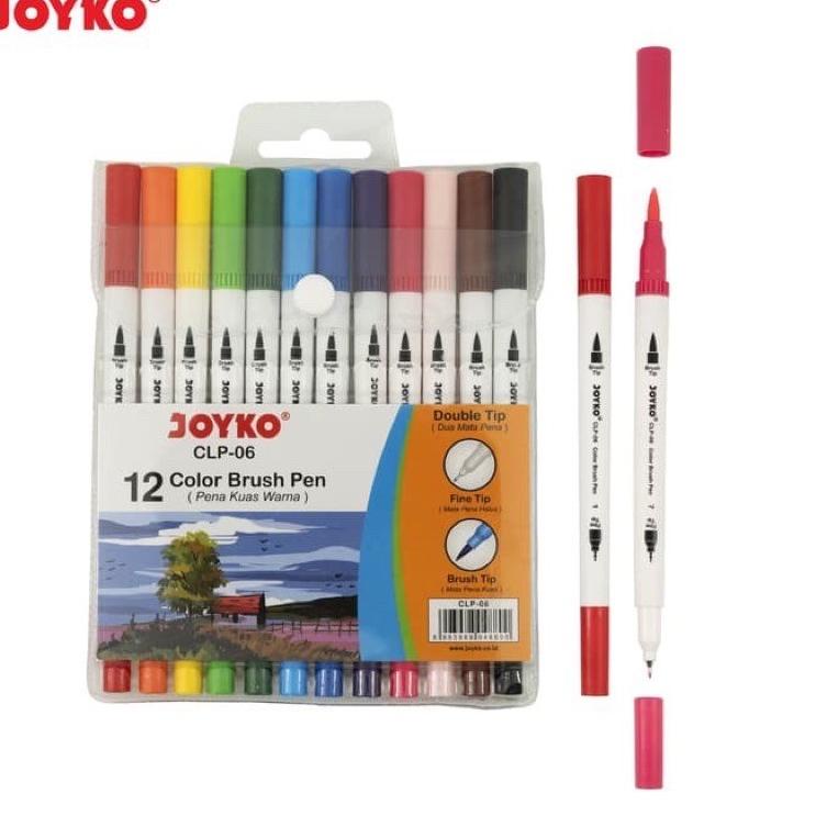 

ガ Color Brush Pen / Pena Kuas Warna Joyko CLP-06 / 12 Warna / Color ☛