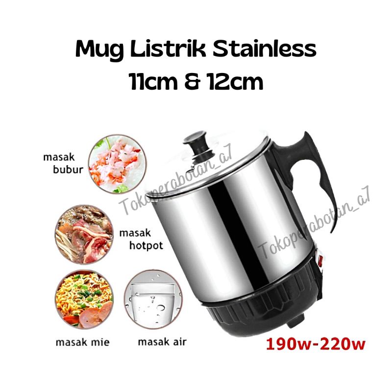 Mug listrik stainless 11cm 12cm/Cangkir pemanas listrik/mug pemanas serbaguna/cangkir pemanas elektr