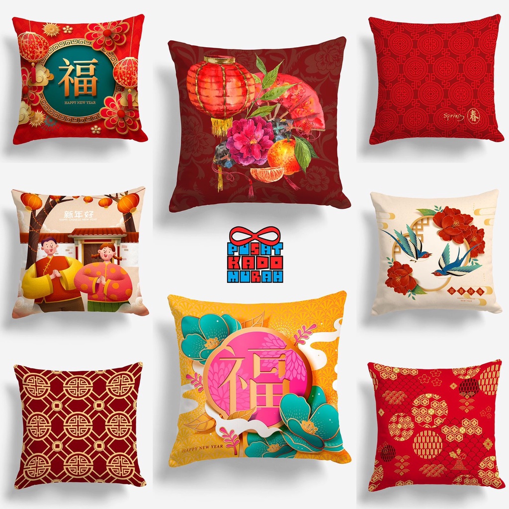 Bantal Sofa Print Edisi Imlek CNY Chinese New Year Sincia 40x40 cm - Pusat Kado Murah