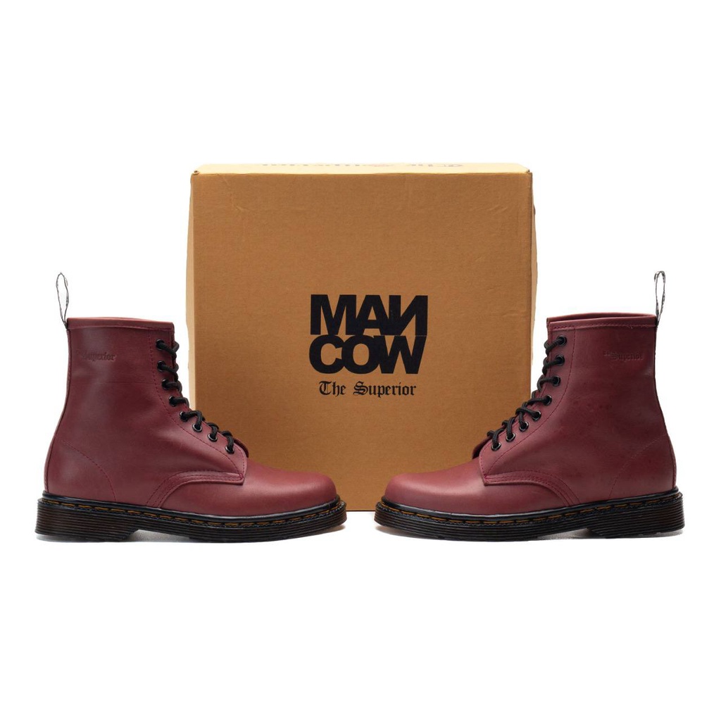 Mancow High Boots Crazy Horse Cherry Sepatu Formal Pria Wanita Original Kulit Asli