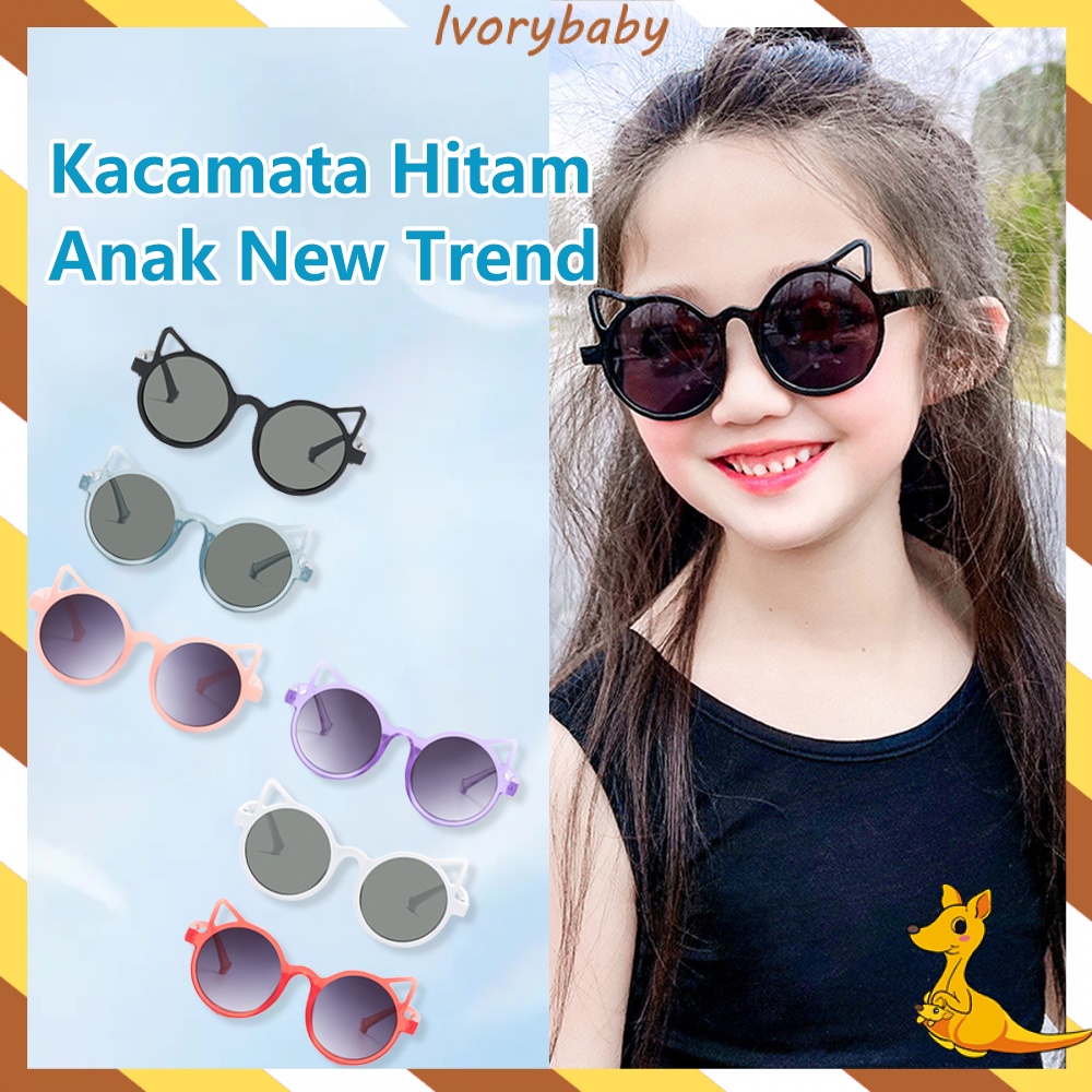 Ivorybaby Kacamata anak bentuk telinga kucing Kacamata fashion anak-anak Kacamata anak korea