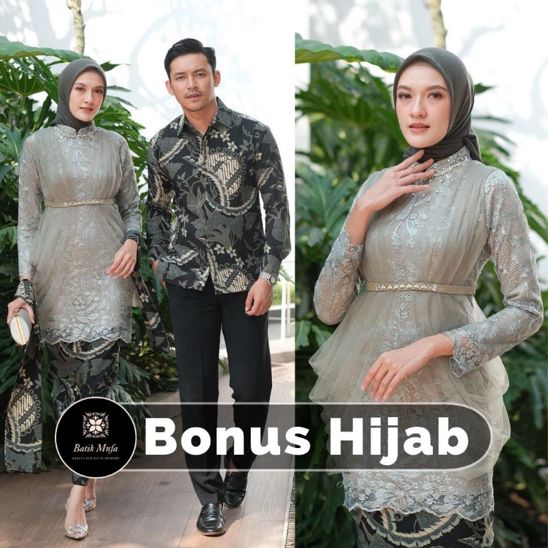 SET KEBAYA COUPLE MADINA SAGE / GREY / BROWN / ROSE | KEBAYA TERBARU KEBAYA MODERN