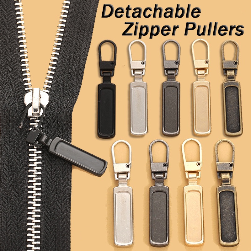 Tas Koper Turun Jaket Zipper Slider Zipper Slider Kepala Resleting Repair Kit Kerajinan Logam Jahit Diy Pengganti Zipper Pull Tab Detachable Universal Zipper Pullers