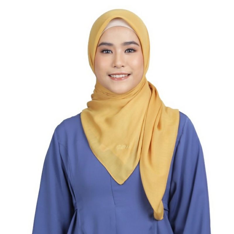 Zoya Esana Scarf Kerudung Segi Empat Polos Logo Zoya Bordir
